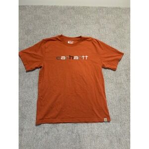Carhartt Relaxed Fit embroidered Logo T-Shirt Casual Workwear Orange Large‎